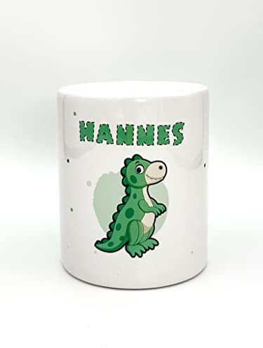 Personalisierte Spardose mit Namen und Dinosaurier Rex - Gelddose - Geschenk Geburtstag Weihnachten Taufe Geldgeschenk (Dino 6 - Dunkel Grün)