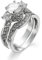 Skcess Modeschmuck Ringe Versilbert, Zierlicher Ring Silber Set Mit Zwei Ringen Luxus Zirkonia Verlobungsringe Größe 62 (19.7)