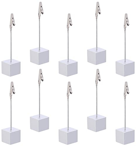 BESPORTBLE 10 Stücke Memo Clip Halter St?nder mit Alligator Clips Cube Base Memo Inhaber Kreative Anmerkung Clip Kartenhalter Foto Klammer für Home Office (Silber) Tischnummern Hochzeit