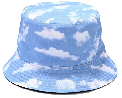 Bucket Hat, Summer Travel Beach Sun Hat, Bucket Hat for Women Men Cotton Unisex Packable Fisherman hat Outdoor Cap, Wolken in Sky