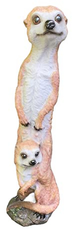 Aspinaworld Gartenfigur, Erdmännchen Figur mit Kinder, 46 cm, Figur für den Garten, wetterfeste Deko