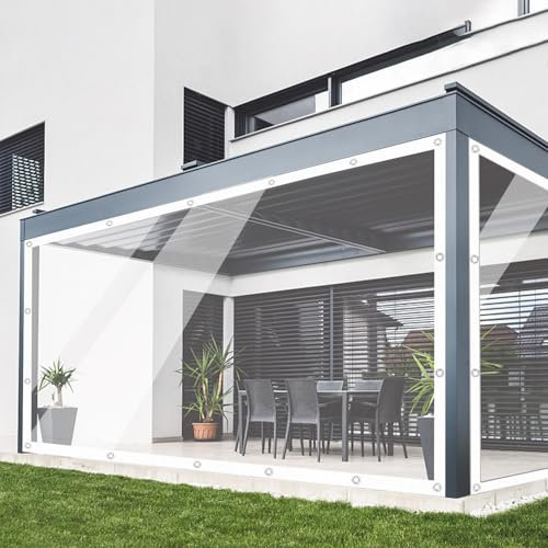 Ezcasch Clear Tarp 3' x 3', 15 Mil Clear Vinyl PVC Tarp Waterproof Tarpaulin 100% Transparent PVC Tarps Small Cover Plastic Sheeting Window Sheets Drop Cloth for Garden Patio Curtains