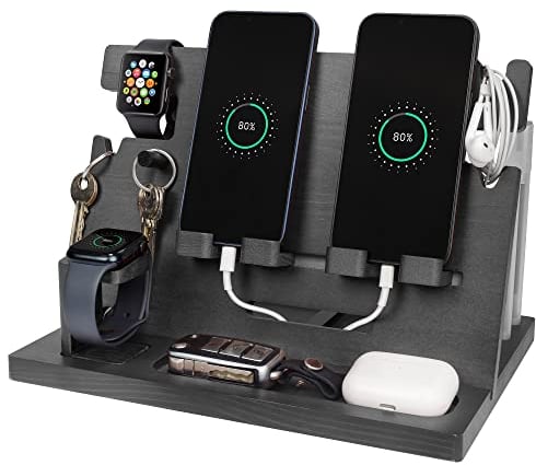 Gifts for Men Bedside Organiser Wood Phone Docking Station Dad Birthday Gifts for Him Nightstand Key Wallet Watch Stand Mens Gifts for Xmas Presents for Dad Husband Boyfriend Anniversary & Christmas