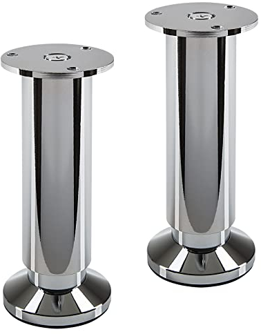 SOTECH 2 pieds de meuble TERRA hauteur 150 mm chrome poli Pieds d'armoire réglables en hauteur jusqu'à 15 mm max., charge 250 kg/par pied