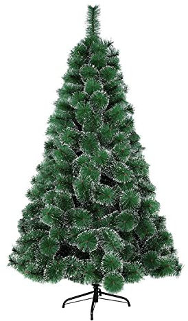 GREATOYAR Árbol de Navidad, Árbol de Navidad Artificial, Material PVC Aguja de Pino, Hogar Decoración para Navidad, con Soporte de Metálico, Fácil Montaje, Altura 210cm, Verde con Nieve