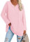 Famulily Ladies Autumn Spring Basic T Shirt Tops Women V Neck Long Sleeve Oversized Tops Pink L