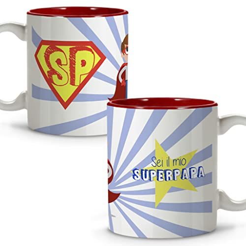 Tasse Bester Vater. Papa Tasse. Originale Frühstückstassen. Keramikbecher 330 ml. Geschenke mit Phrasen. Sei il mio superpapa