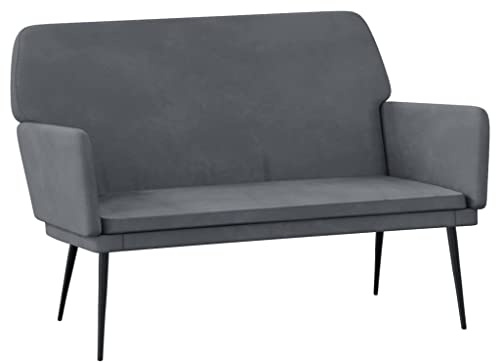 vidaXL Sitzbank, Bank Polsterbank mit Rückenlehne Armlehne, Sofa Flurbank für Wohnzimmer, Garderobenbank Metallgestell, Modern, Dunkelgrau Samt