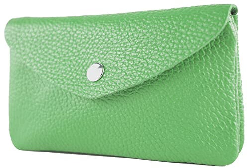 modamoda de P11 Portefeuille en cuir pour femme Taille M Fabriqué à la main en Italie, Vert feuille, m, Petit porte-monnaie léger