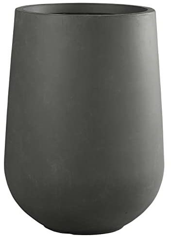 Dehner Blumenkübel Pflanztopf Curved, mit Bodenloch, Ø außen 40 cm/Ø innen 31 cm, Höhe 55 cm, Fiberglas, grau