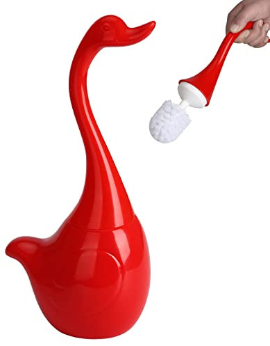 Happy Fox Swan toilet brush, Ceramic toilet brushes & holders, Suitable for Bathroom Toilet Cleaning, Home Decor（red）