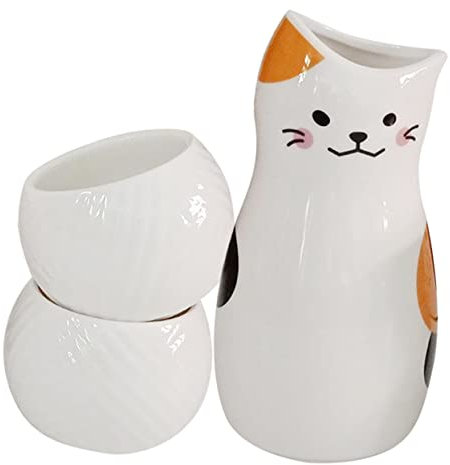 YARNOW 1set Ceramica Giapponese Per Sake Con Cat Figura Fortunata Pentola e Tazze Eleganti Per Casa e Ristoranti