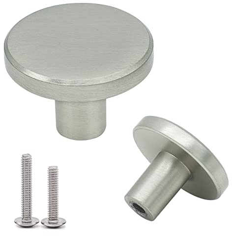 Vandicka 8 Pcs Silver Cabinet Door Knobs & Drawer Pulls – Small Round Knobs and Handles Brushed Nickel for Kitchen Cupboard Dresser Wardrobe, 28 * 20 mm