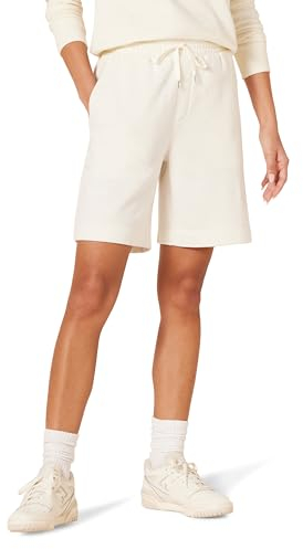 Amazon Essentials Bermuda a Vita Media in Pile (Disponibili in Taglie Forti) Donna, Bianco Guscio D'uovo, XXL