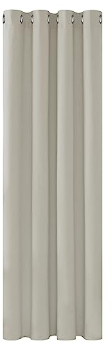 Deconovo Blickdicht Gardinen mit Ösen für Schlafzimmer Thermogardinen Vorhang Blickdicht, 175x140cm (HöhexBreite), Creme, 1 Stück