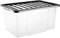 VTL® PLASTIC STORAGE BOXES WITH LID - BLACK LID - 3 SIZES - HOME - BEDROOM - GARAGE - OFFICE - SCHOOL - STORAGE - NESTABLE - STACKABLE (50 LITRE, SET OF 3)