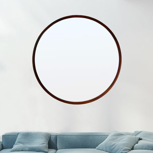 whalebee Runder Spiegel Schwarz, Holz Wandspiegel 400 500 600 700mm Bad Spiegel Dekorationspiegel, Modernes Wand-befestigtes Spiegel Für Wohnzimmer Flur Schlafzimmer, Kosmetikspiegel