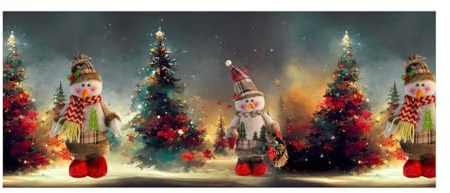 BIANCHERIAWEB Weihnachtsteppich Läufer Küche rutschfest Unterschrank Digital Schneemann Baum 50 x 280 cm Schneemann Baum