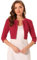 Allegra K Donna Top con Coprispalle con Maniche A 3/4 per Cardigan Corto Aperto sul Davanti con Pieghe Senza Colletto Rosso L