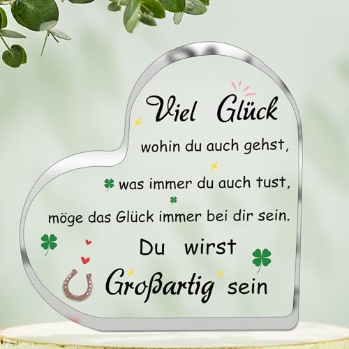 Viel Glück Geschenke, Geschenke für Frauen, beste Freundin Geburtstagsgeschenke, viel Glück inspirierende Geschenke für Bestie Schwester Kollegen, Acryl-Kristall Home Office Desk Decor