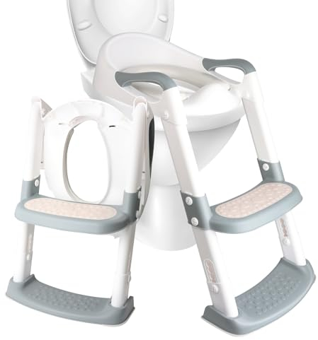 talifoca Toilettensitz Kinder, Toilettensitz Toilettentrainer mit Treppe, Upgraded Kindertoilette für Jungen und Mädchen, 2-in-1 kinder toilettensitz mit treppe, Spritz- und Rutschfestes Trittbrett.