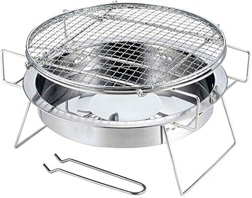 RajoNN Outdoor Edelstahl Grill Tragbare Grill Gitter Mini Runde Holzkohle Klapp BBQ Grill Outdoor Camping Picknick Werkzeug