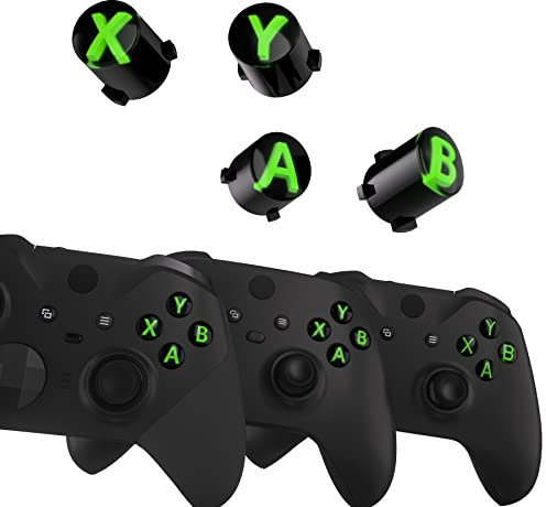 eXtremeRate ABXY Tasten für Xbox Elite Controller Serie 2 Core, Elite Serie 1 Ersatzteile, Dreifarbige Aktionstasten für Xbox Series X/S, für Xbox One S/X Controller-Schwarz & Klar & Grün