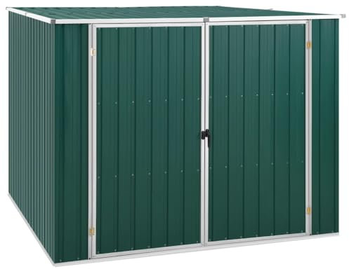 vidaXL Durable Galvanized Steel Garden Shed – Spacious Outdoor Storage for Tools, Furniture and Equipment - Green