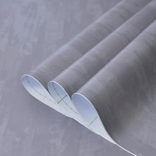 TOTIO 80CMx4M Extra Breit Silber-Grau Klebefolie betonoptik Selbstklebende Tapete DIY Vinyl-Wandfolie Wasserfeste Möbelfolie Hellgrau Matt Angedickt Blasenfreies Design Grauer Industriestil Abnehmbar