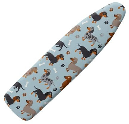 KUIFORTI Cute Dachshund Ironing Board Cover and Pad With Elastic Edge Standard Size Iron Board Cover Replacement Fabric Ironing Board Table Top Extra Wide Ironing Board Protective Cover Full Size