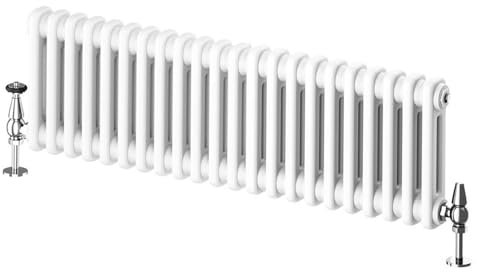 Go Bathrooms Utopia White Horizontal Radiator 400 x 1010mm Traditional Cast Iron Style 2 Column White Central Heating Living Room Radiator