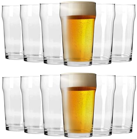 KIAPPO Biergläser Set 670 ml - 12 Stück Gläser für Bier - Lagerbiergläser - Weizengläser - Weißbierglas - Dunkles Bier Glaeser - Beer Glass - Bierkrug - Masskrug