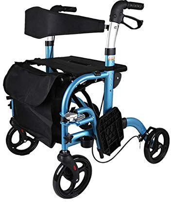 Faltbarer Rollator für ältere Menschen, zusammenklappbare Rollatoren, Gehhilfe in Aluminium, Krankenhaus-Essentials, leicht zu tragen, ältere Menschen, Armlehne, Krücken, 4 Räder, ergonomische Griffe