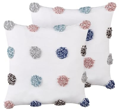 Beliani Dekokissen 2er Set weiß mit Fransen 45 x 45 cm quadratisch modern Makneh