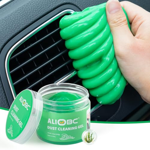ALIOBC Gel Nettoyant Voiture, 160g Gel de Nettoyage pour Clavier, Cleaning Gel Nettoyage Clavier pour Portable Parfumé Menthe, Accessoire Voiture Interieur Kit Nettoyage (Vert)