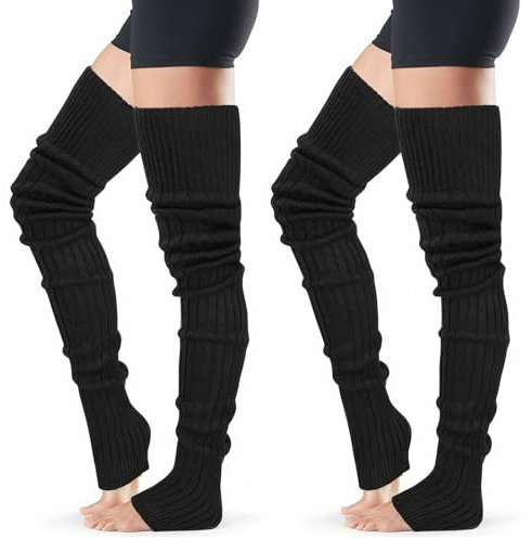 XEPST 2 Paare Stulpen Damen Lange Winter Beinwärmer, Stulpen Mädchen Beinstulpen Damen Stricken Häkelarbeit Pulswärmer Leg Warmers Stiefel Boot Abdeckung für Winterwärmer (85 cm, Schwarz)