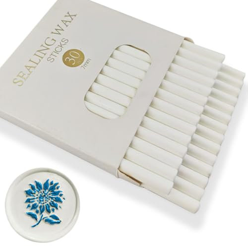 Ioggtser 30 PCS Mini Klebepistole Wachs-Siegel-Stick für Stempel, Hochzeit Einladungen, Karten, Umschläge (White)