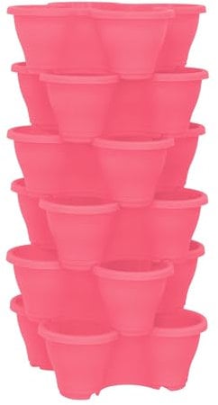 simpa 6PC Quad-Pot Stackable Indoor & Outdoor Planters - Pink