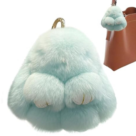 Porte-clés lapin en peluche, breloques pompon lapin doux faites à la main, pendentif en peluche pour sac fourre-tout, porte-clés lapin Pom Bunny, décoration de porte-clés en fausse fourrure(D)