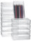 BSTKEY 12 Pcs Plastic Pencil Box Holder Pencil Cases, Home Office Utility Storage Box Cubby Bin Organizer Case Pen Storage Container with Lid for Stationery (Clear)