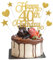 40th Birthday Cake Decorations, 7Pcs Personalised Happy 40th Birthday Cake Topper with Heart Star Cupcake Picks, Gold Glitter Happy 40 Years Old Birthday Sign for Birthday Party Supplies