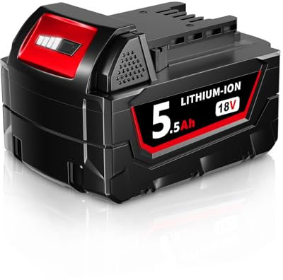 5500mAh M-18 Lithium-Ionen-Ersatz für Milwaukee-Akku Kompatibel mit Milwaukee M-18-Akku für kabellose Elektrowerkzeuge 48-11-1812 48-11-1850 48-11-1852 48-11-1862