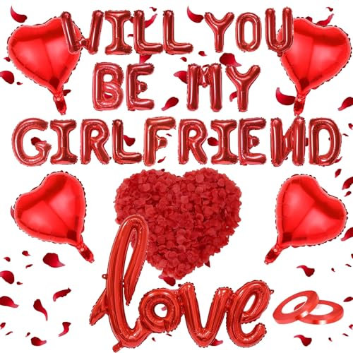 628 Piezas Will You Be My Girlfriend Decoraciones, Globos en Forma de Corazón, Globos Amor Día San Valentín, Decoración Fiesta Día San Valentín, Para Festivales Y Ocasiones Románticas