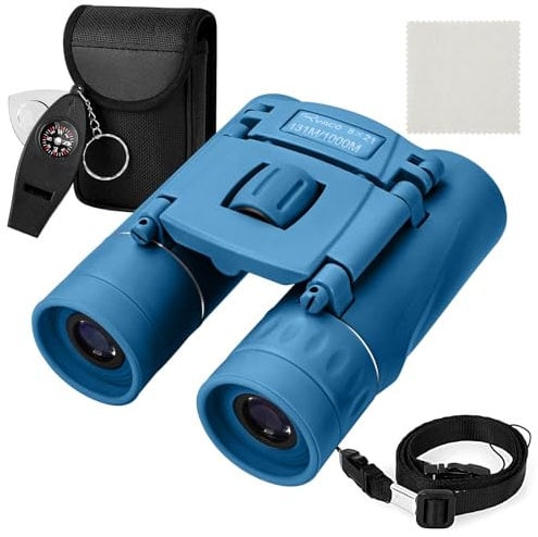Ryaco Fernglas für Anfänger, 8x21 Starke Vergrößerung Klein Stoßfestes, HD Feldstecher für Anfänger und Amateure Jahre Ostergeschenk Vogelbeobachtung, Sightseeing, Camping,Blau