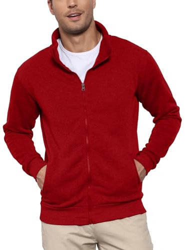 LAOARA Sweat Homme sans Capuche Zippé Sweatshirts Sport Veste Zippée Legere Hiver Sweatshirt Cardigan Rose XXL