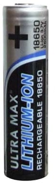 UltraMax Lithium Ion Battery, 3.7V/3.6V, 2500, 2600 and 3000 mAh Rechargeable Flat Top (2500, Milliamps)