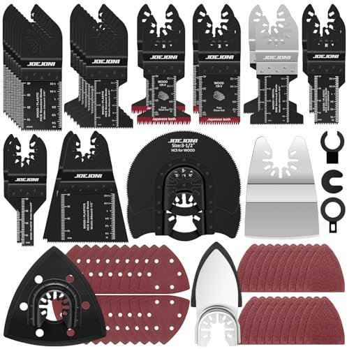 JOEJONI 134PCS Oscillating Saw Blades Set, Universal Multi Tool Blades, Oscillating Tool Accessories for Metal, Wood, Fit Makita, Milwaukee, Dremel, Ryobi, Fein Multimaster and More