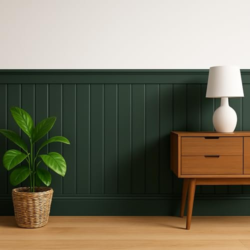 Tongue & Groove MDF Wall Panels with Adhesive – V-Groove Paintable 3D Panelling – 600mm Wide – Moisture-Resistant Decorative Panels for Hallways, Bathrooms & Interiors (Kit 2)