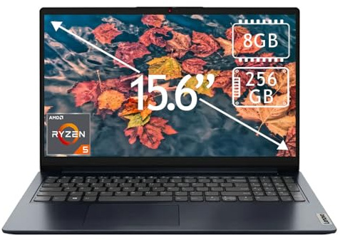 Lenovo Ideapad 1 Laptop, 15.6 FHD (1920x1080) Touch Laptop, AMD Ryzen 5 7520U, 8GB DDR5 RAM, 256GB SSD, AMD Radeon 610M Graphics, Windows 11 Home, Abyss Blue, 82VG00TYUS