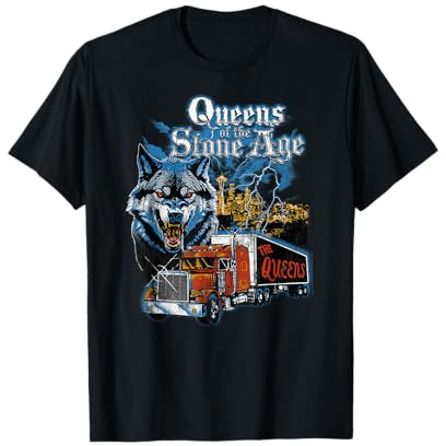 Official Queens of The Stone Age Wolf Skyline Hard Rock Band T-Shirt